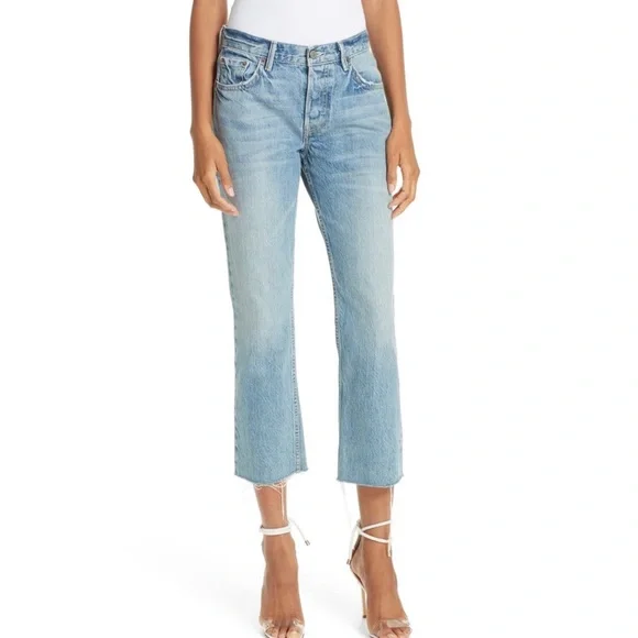 GRLFRND Tatum Crop Flare Distressed Raw Hem Jeans Sz 30 - Picture 9 of 12